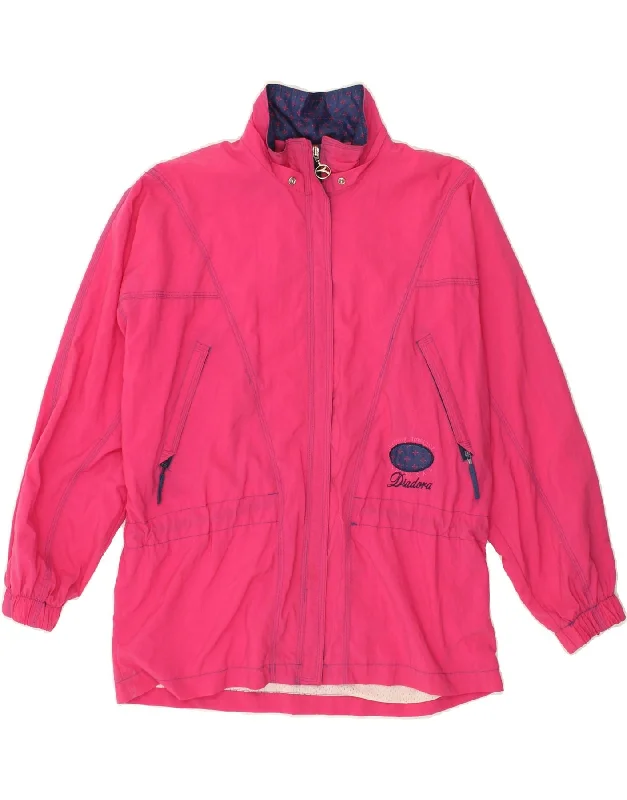 DIADORA Womens Oversized Tracksuit Top Jacket UK 10 Small Pink Nylon Ribbed Jacket Pleated Jacket Ruffled Jacket DIADORA Womens Oversized Tracksuit Top Jacket UK 10 Small Pink Nylon Ribbed Jacket Pleated Jacket Ruffled Jacket