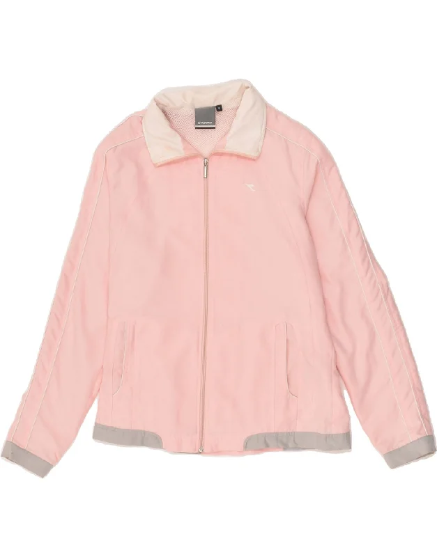 DIADORA Womens Tracksuit Top Jacket UK 10 Small Pink Polyester Wool Fabric Cashmere Fabric Tweed Fabric DIADORA Womens Tracksuit Top Jacket UK 10 Small Pink Polyester Wool Fabric Cashmere Fabric Tweed Fabric