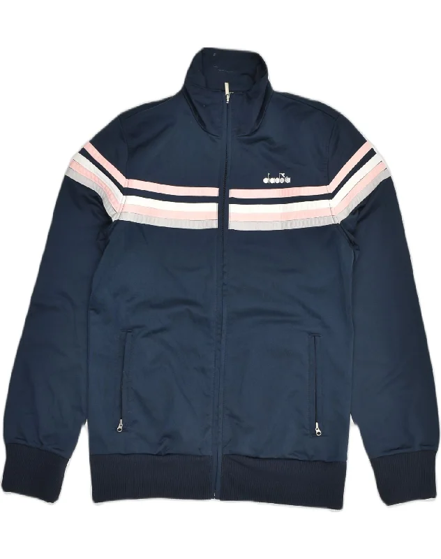 DIADORA Womens Tracksuit Top Jacket UK 12 Medium Navy Blue Colourblock Corduroy Jacket Velvet Jacket Brocade Jacket DIADORA Womens Tracksuit Top Jacket UK 12 Medium Navy Blue Colourblock Corduroy Jacket Velvet Jacket Brocade Jacket
