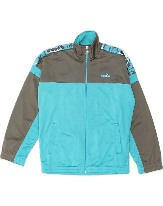 DIADORA Womens Tracksuit Top Jacket UK 38 Medium Blue Colourblock Print Jacket Jacquard Jacket Patchwork Jacket DIADORA Womens Tracksuit Top Jacket UK 38 Medium Blue Colourblock Print Jacket Jacquard Jacket Patchwork Jacket