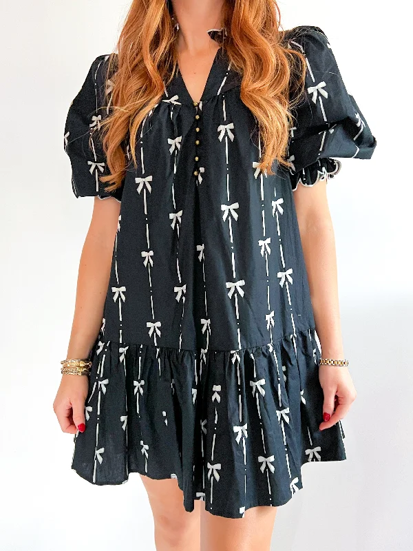 Dripping Bow Mini Dress Trendy Off-Shoulder Dress Mini