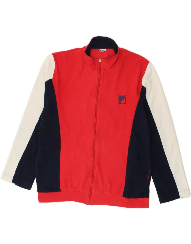 FILA Womens Tracksuit Top Jacket UK 18 XL Red Colourblock Polyester Notch Collar Peter Pan Collar Cowl Neck FILA Womens Tracksuit Top Jacket UK 18 XL Red Colourblock Polyester Notch Collar Peter Pan Collar Cowl Neck