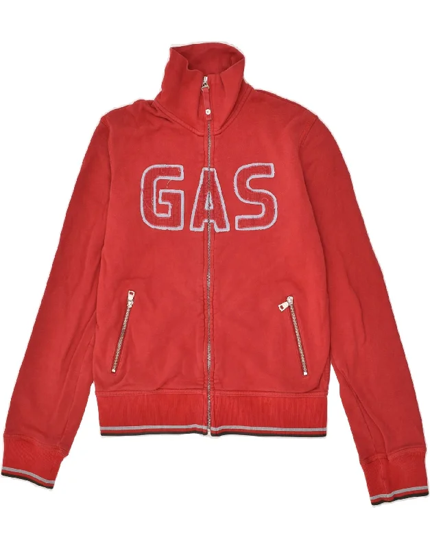 GAS Womens Graphic Tracksuit Top Jacket UK 14 Large Red Cotton Fleece Fabric Down Fabric Feather Fabric GAS Womens Graphic Tracksuit Top Jacket UK 14 Large Red Cotton Fleece Fabric Down Fabric Feather Fabric