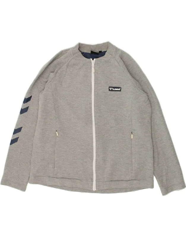 HUMMEL Womens Tracksuit Top Jacket UK 16 Large Grey Cotton Wool Fabric Cashmere Fabric Tweed Fabric HUMMEL Womens Tracksuit Top Jacket UK 16 Large Grey Cotton Wool Fabric Cashmere Fabric Tweed Fabric