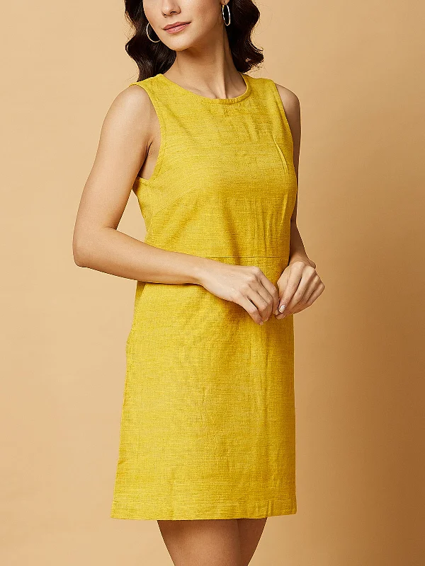 Koli Marigold Mini Dress Yellow Stylish Short-Sleeve Mini Dress