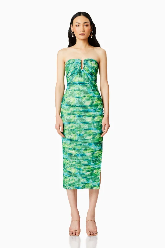 Larkspur Fitted Midi Dress In Green Fashionable Fitted Midi Dress