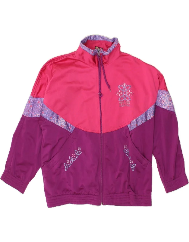 LOTTO Womens Tracksuit Top Jacket UK 14 Medium Pink Colourblock Zip Front Button Front Snap Front LOTTO Womens Tracksuit Top Jacket UK 14 Medium Pink Colourblock Zip Front Button Front Snap Front