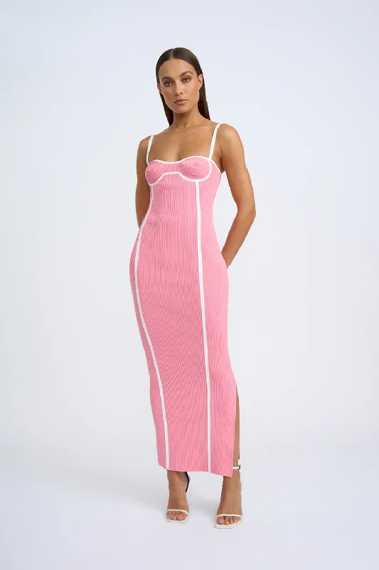 Nautilus Swirl Knit Midi Dress | Final Sale - Pink Ivory Fashionable High-Low Midi Dress