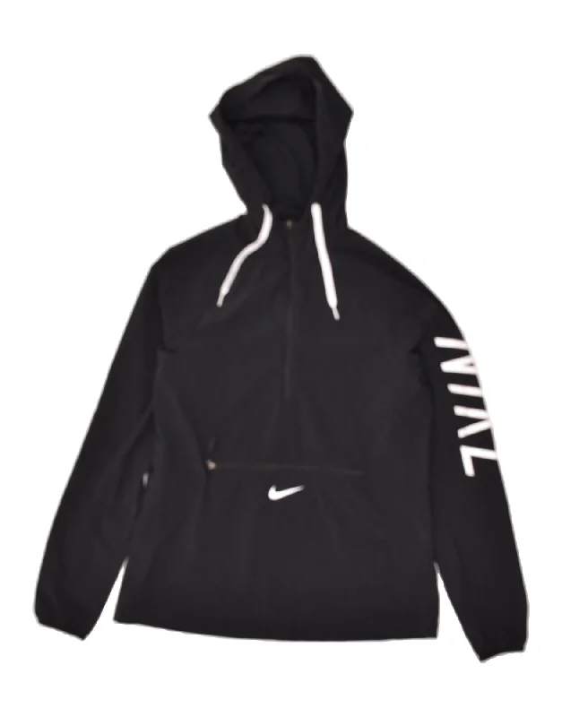 NIKE Womens Graphic Hooded Tracksuit Top Jacket UK 6 XS Black Polyester Welt Pockets Slit Pockets Flap Pockets NIKE Womens Graphic Hooded Tracksuit Top Jacket UK 6 XS Black Polyester Welt Pockets Slit Pockets Flap Pockets
