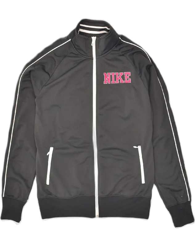 NIKE Womens Graphic Tracksuit Top Jacket UK 16 Large Grey Polyester Front Pockets Side Pockets Patch Pockets NIKE Womens Graphic Tracksuit Top Jacket UK 16 Large Grey Polyester Front Pockets Side Pockets Patch Pockets