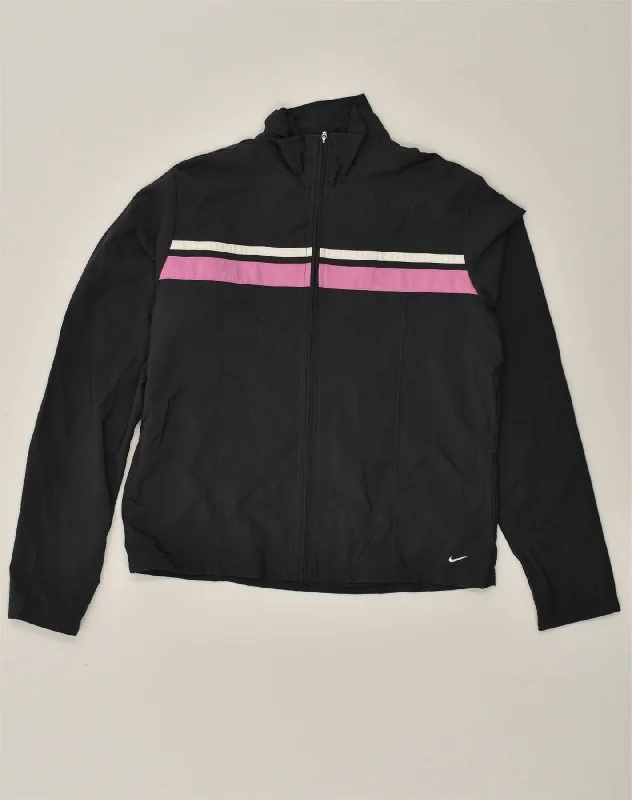 NIKE Womens Tracksuit Top Jacket US 12/14 Large Black Polyester Chenille Fabric Brocade Fabric Lace Fabric NIKE Womens Tracksuit Top Jacket US 12/14 Large Black Polyester Chenille Fabric Brocade Fabric Lace Fabric