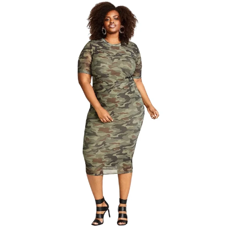 NINA PARKER - Plus Size Mesh Midi Dress Elegant Floral Appliqué Midi Dress