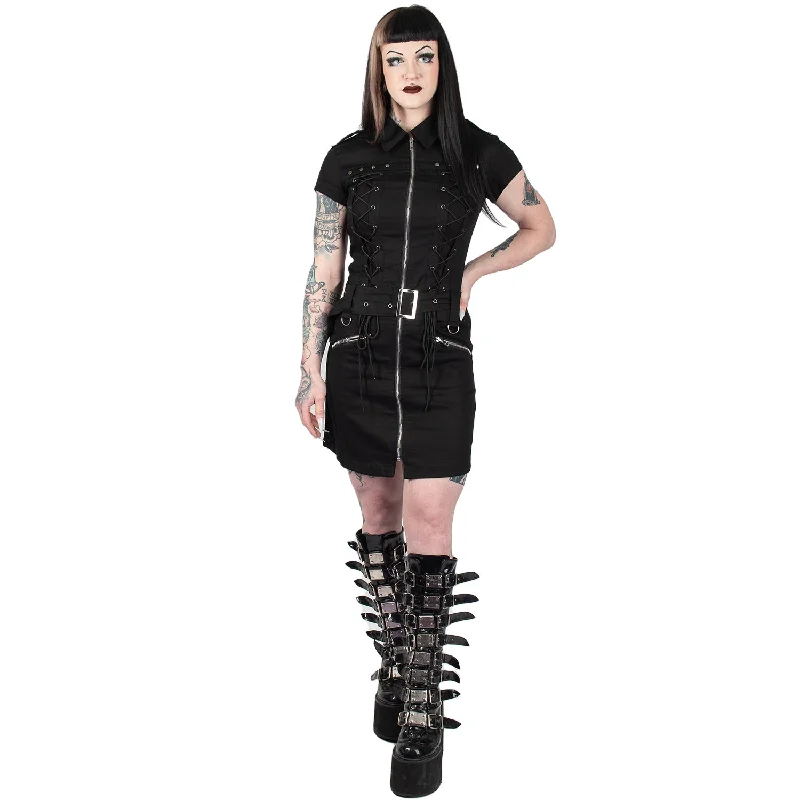 Orchid Bloom | Gothic Rope Mini Dress Casual Button-Up Mini Dress