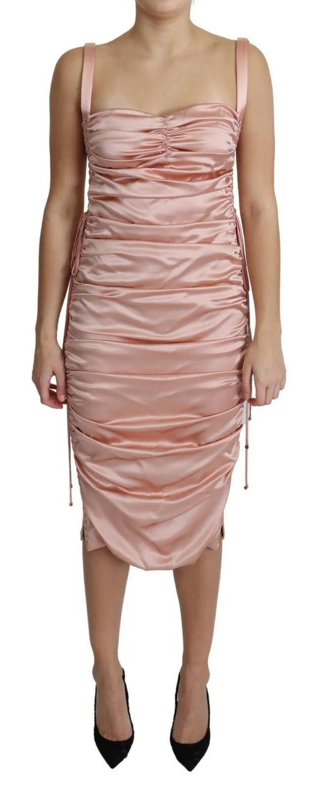 Pink Spaghetti Strap Bodycon Midi Dress Stylish Tiered Midi Dress