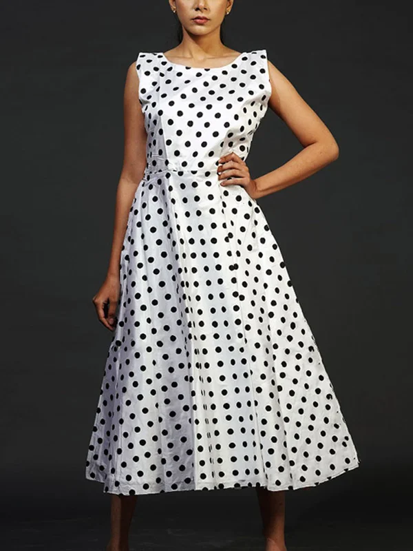 Polka Dot Print Midi Dress White Cozy Tie-Dye Midi Dress