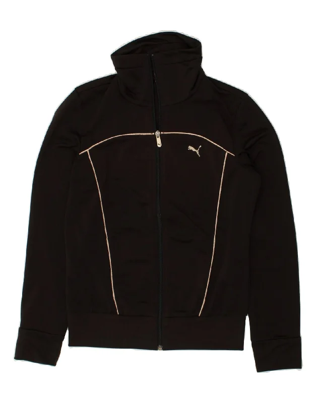 PUMA Womens Tracksuit Top Jacket UK 10 Small Black Polyester Front Pockets Side Pockets Patch Pockets PUMA Womens Tracksuit Top Jacket UK 10 Small Black Polyester Front Pockets Side Pockets Patch Pockets