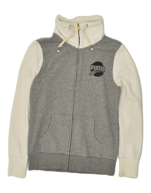 PUMA Womens Tracksuit Top Jacket UK 12 Medium Grey Colourblock Cotton Knit Jacket Woven Jacket Fleece Jacket PUMA Womens Tracksuit Top Jacket UK 12 Medium Grey Colourblock Cotton Knit Jacket Woven Jacket Fleece Jacket