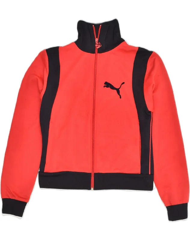 PUMA Womens Tracksuit Top Jacket UK 12 Medium Red Colourblock Polyester Notch Collar Peter Pan Collar Cowl Neck PUMA Womens Tracksuit Top Jacket UK 12 Medium Red Colourblock Polyester Notch Collar Peter Pan Collar Cowl Neck