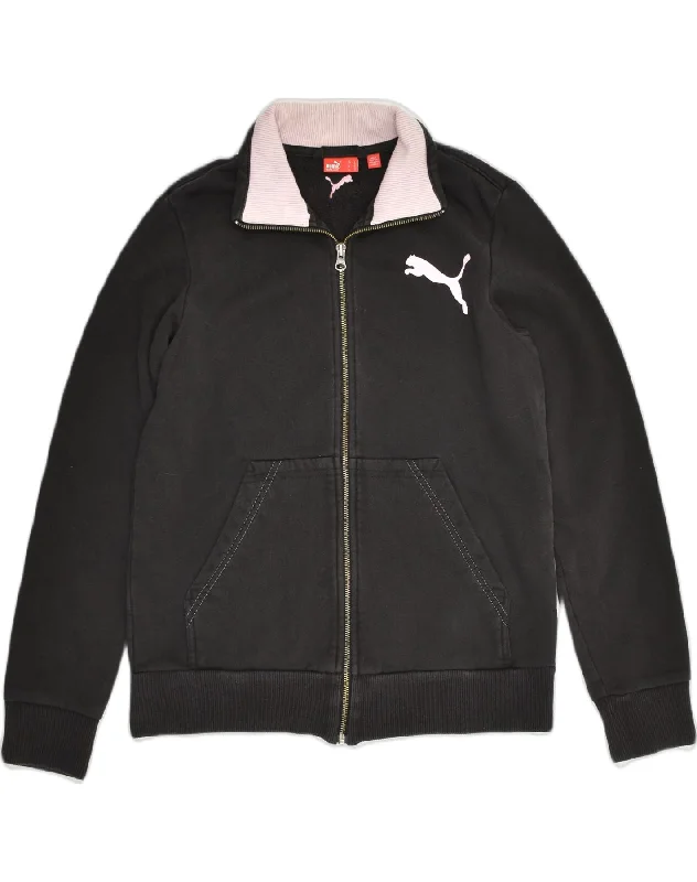 PUMA Womens Tracksuit Top Jacket UK 14 Large Black Cotton Notch Collar Peter Pan Collar Cowl Neck PUMA Womens Tracksuit Top Jacket UK 14 Large Black Cotton Notch Collar Peter Pan Collar Cowl Neck