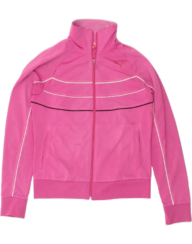 PUMA Womens Tracksuit Top Jacket UK 14 Large Pink Polyester Knit Fabric Woven Fabric Fleece Fabric PUMA Womens Tracksuit Top Jacket UK 14 Large Pink Polyester Knit Fabric Woven Fabric Fleece Fabric