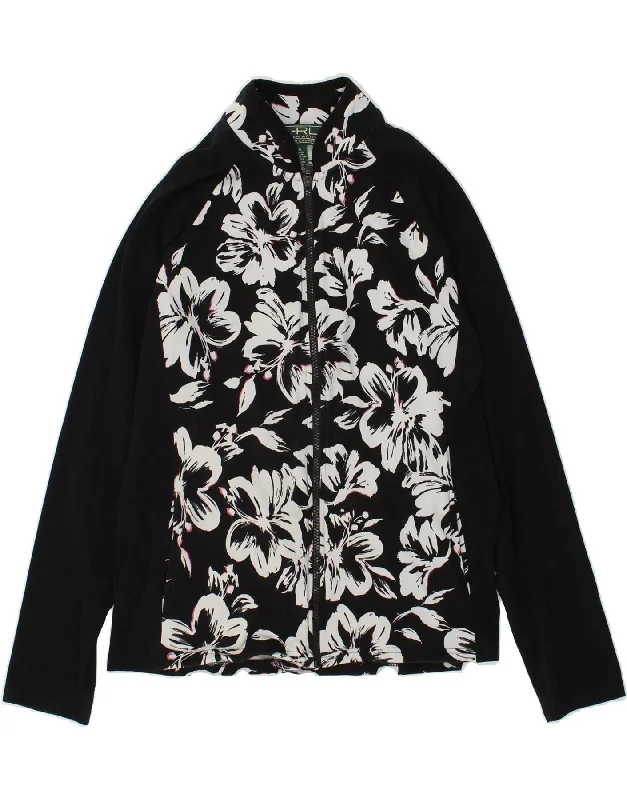 RALPH LAUREN Womens Tracksuit Top Jacket UK 18 XL Black Floral Cotton Anorak Shell Jacket Lightweight Jacket RALPH LAUREN Womens Tracksuit Top Jacket UK 18 XL Black Floral Cotton Anorak Shell Jacket Lightweight Jacket