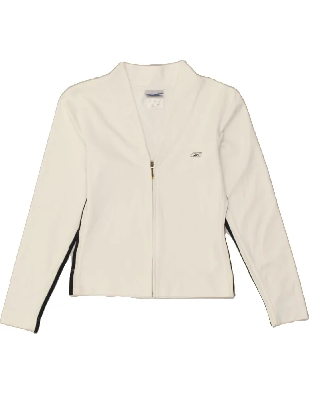 REEBOK Womens Tracksuit Top Jacket UK 10 Small White Polyester Striped Jacket Polka Dot Jacket Floral Jacket REEBOK Womens Tracksuit Top Jacket UK 10 Small White Polyester Striped Jacket Polka Dot Jacket Floral Jacket