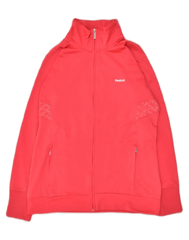 REEBOK Womens Tracksuit Top Jacket UK 14 Medium Pink Polyester Denim Fabric Leather Fabric Suede Fabric REEBOK Womens Tracksuit Top Jacket UK 14 Medium Pink Polyester Denim Fabric Leather Fabric Suede Fabric
