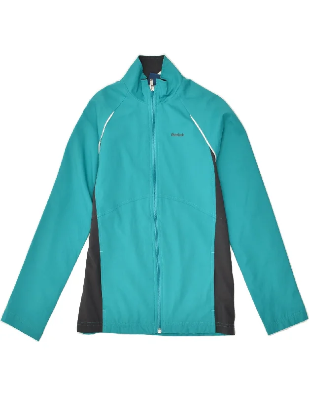 REEBOK Womens Tracksuit Top Jacket UK 6 XS Turquoise Polyester Stand-Up Collar Roll-Neck Collar Turtle Neck REEBOK Womens Tracksuit Top Jacket UK 6 XS Turquoise Polyester Stand-Up Collar Roll-Neck Collar Turtle Neck