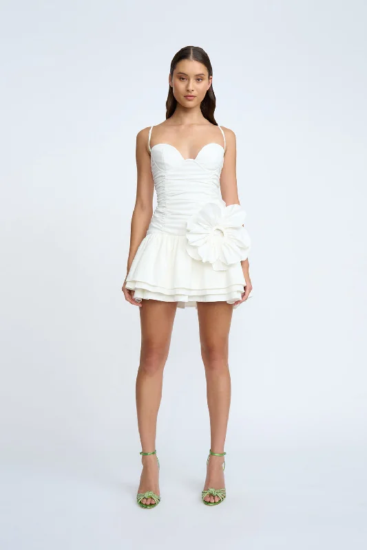 Samantha Ruffle Mini Dress | Final Sale - Ivory Chic Pleated Mini Dress