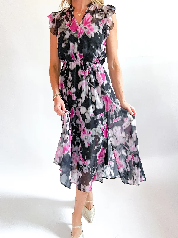 Allegra Floral Midi Dress Stylish Long Sleeve Floral Midi Dress