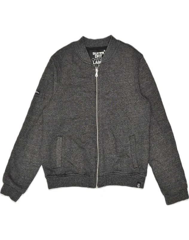 SUPERDRY Womens Tracksuit Top Jacket UK 16 Large Grey Cotton Ribbed Jacket Pleated Jacket Ruffled Jacket SUPERDRY Womens Tracksuit Top Jacket UK 16 Large Grey Cotton Ribbed Jacket Pleated Jacket Ruffled Jacket