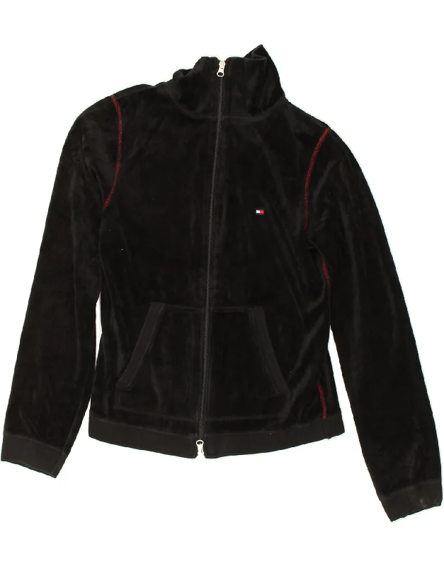 TOMMY HILFIGER Womens Tracksuit Top Jacket UK 14 Medium Black Cotton Collared Jacket Crew Neck Jacket Turtle Neck Jacket TOMMY HILFIGER Womens Tracksuit Top Jacket UK 14 Medium Black Cotton Collared Jacket Crew Neck Jacket Turtle Neck Jacket