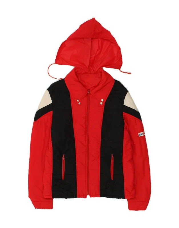 VINTAGE Womens Hooded Ski Jacket IT 52 2XL Red Polyamide Belted Jacket Elasticated Jacket Padded Jacket VINTAGE Womens Hooded Ski Jacket IT 52 2XL Red Polyamide Belted Jacket Elasticated Jacket Padded Jacket