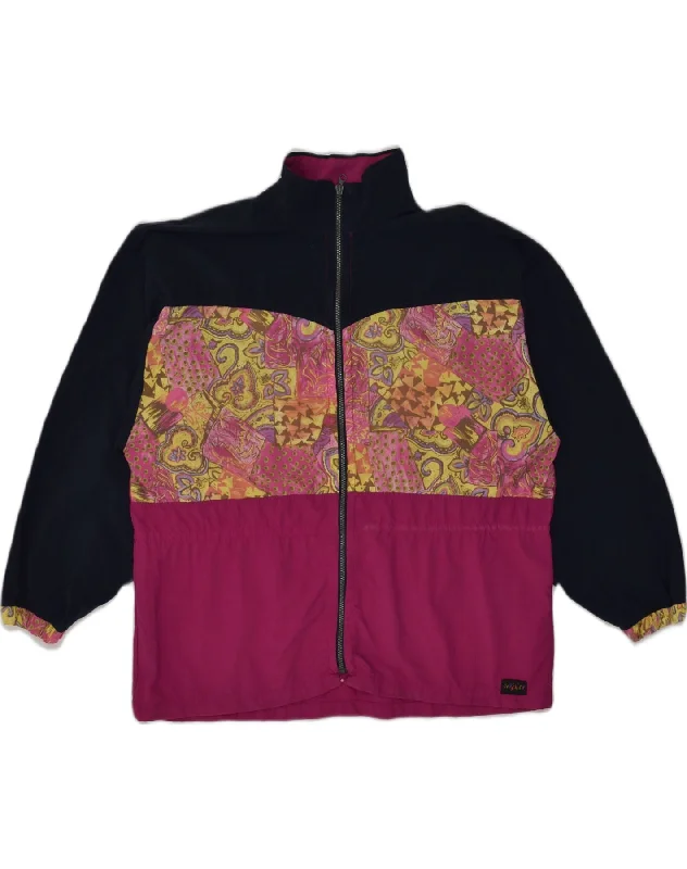 VINTAGE Womens Tracksuit Top Jacket UK 16 Large Multicoloured Colourblock A-Line Jacket Boat Neck Shawl Collar VINTAGE Womens Tracksuit Top Jacket UK 16 Large Multicoloured Colourblock A-Line Jacket Boat Neck Shawl Collar