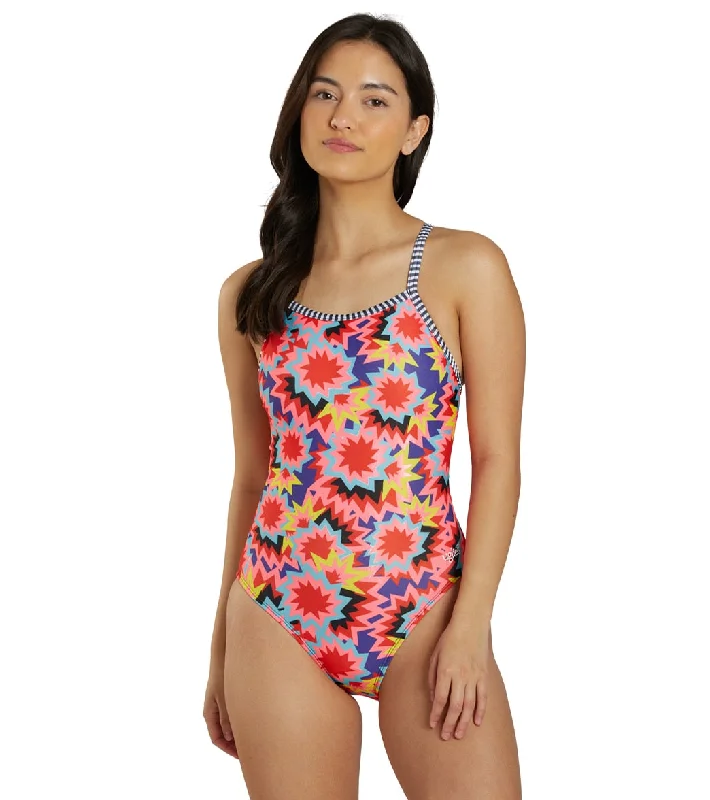 Dolfin Uglies Women's V-2 Back One Piece Swimsuit Kaboom Comfortable Swim Dress