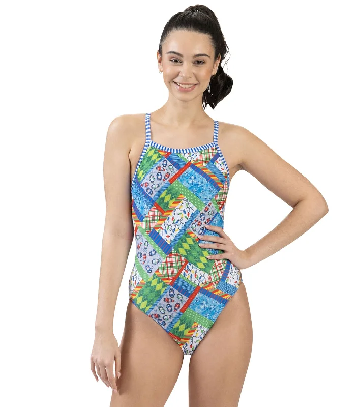 Dolfin Uglies Women's V-2 Back One Piece Swimsuit Snow Day Elegant Ruffle Swimsuit