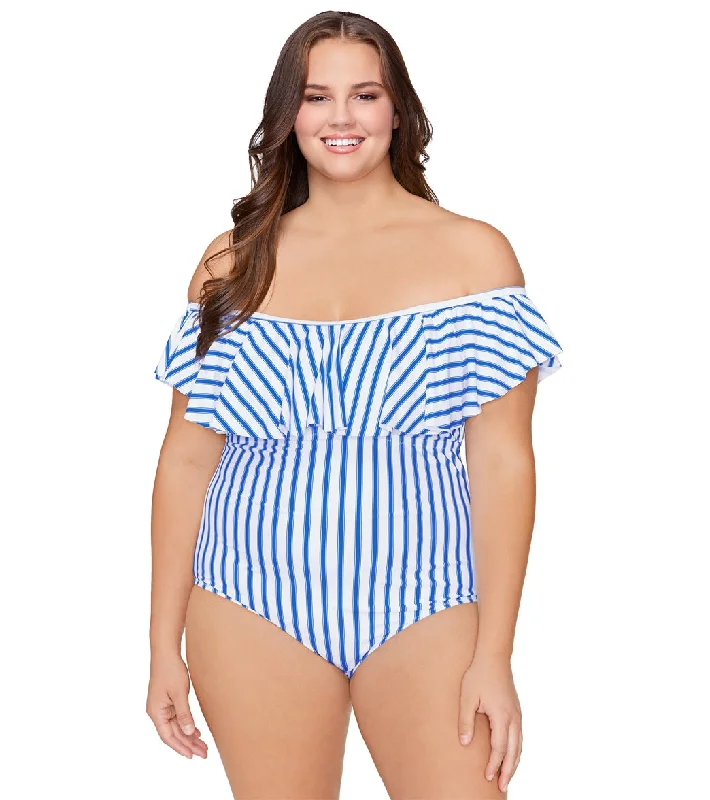 Raisins Women's Plus Size Coastal Tortuga One Piece Swimwuit Aegean Halter Top Bikini