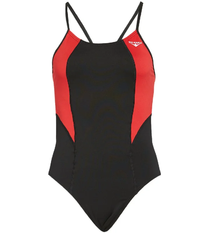 The Finals Women's Surf Splice Swan Back One Piece Swimsuit Red Retro-Inspired Bikini Set