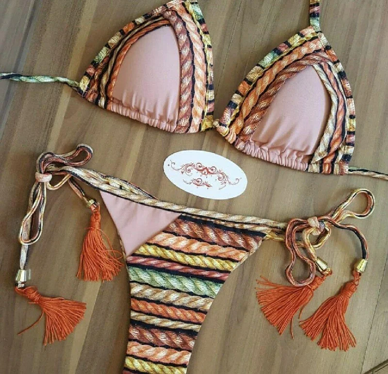 Sexy Bikini Set Swimwear Plunge Back Swimsuit