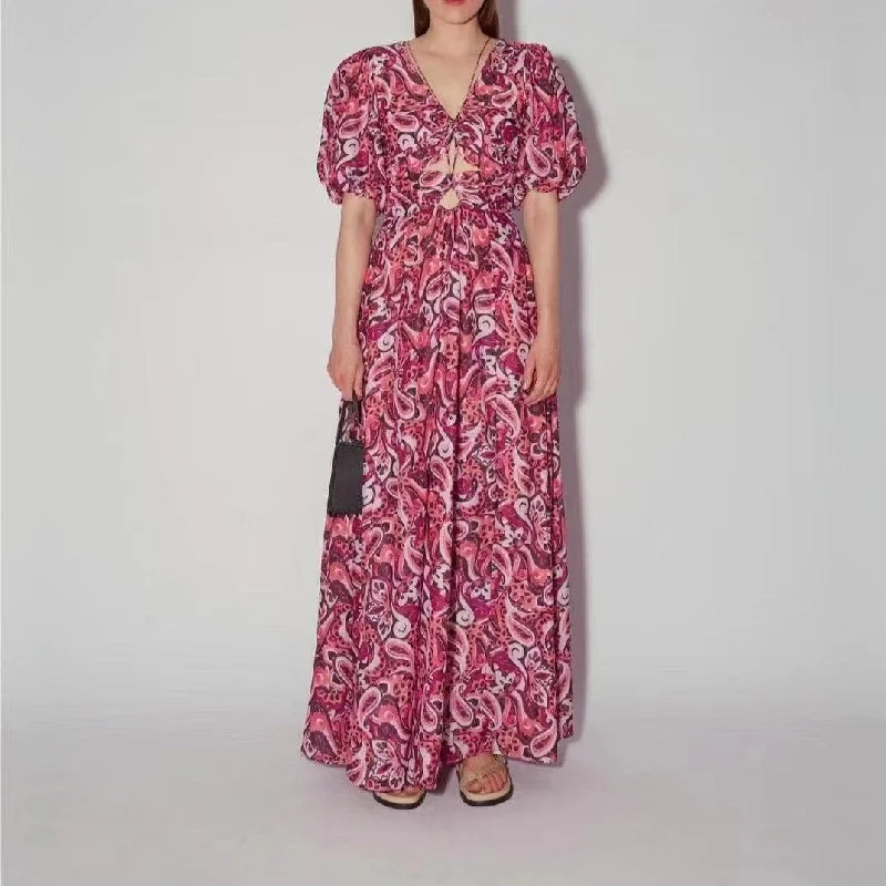 KittenAlarm - Barbi Allover Paisley Maxi Dress Cozy Knitted Maxi Dress