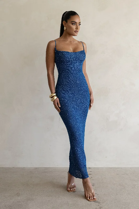 Blue Noemie Sequin Maxi Dress Comfortable Casual Maxi Dress