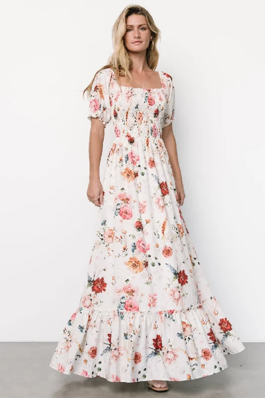 Capri Smocked Maxi Dress | Multi Floral Classic Tulle Maxi Dress