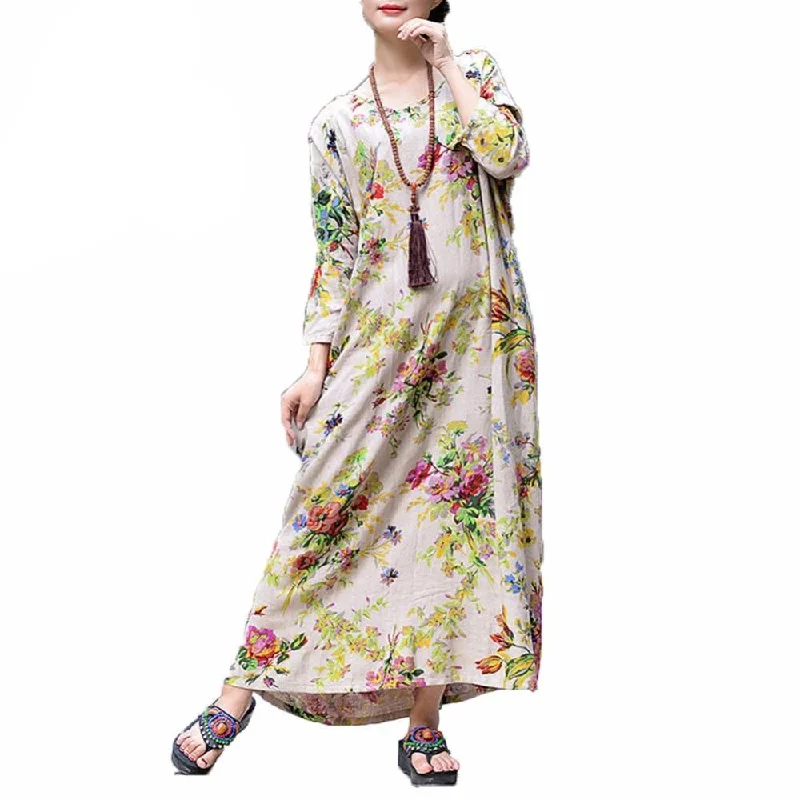 Floral Print Maxi Dress Stylish Off-Shoulder Maxi Dress