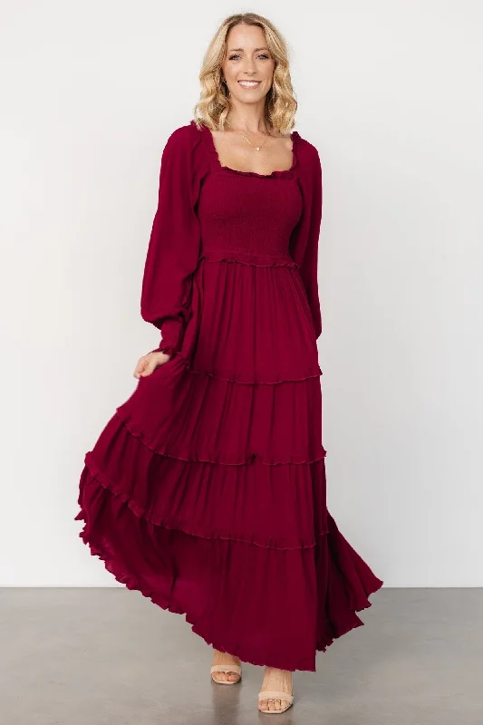 Lana Smocked Maxi Dress | Merlot Chic Summer Maxi Dress