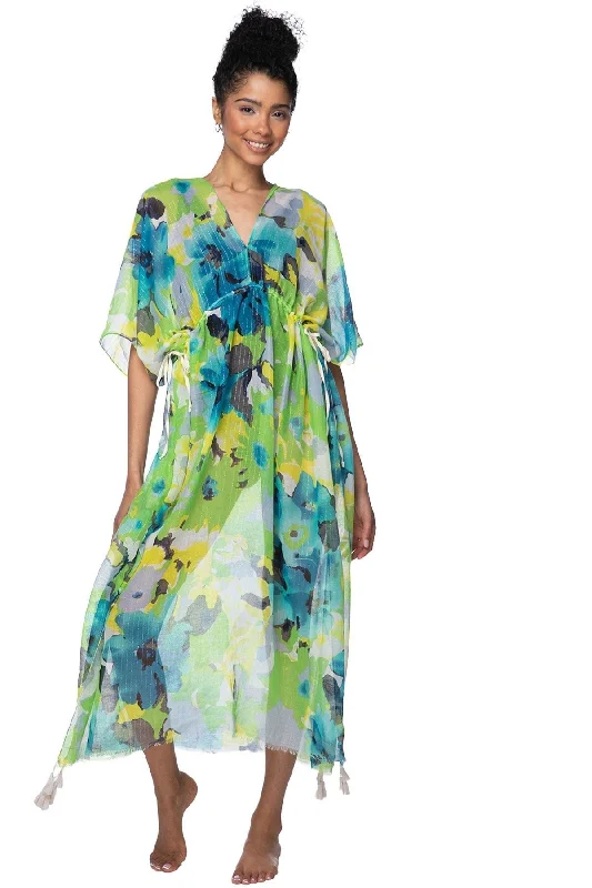 Luminous Blooms Poolside Maxi Dress in Lime Fashionable Printed Maxi Dress