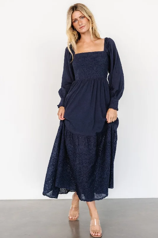 Marcella Maxi Dress | Navy Fashionable Open-Back Maxi Dress