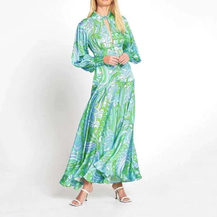 KittenAlarm - Purlie Keyhole Floral Maxi Dress Comfortable Cotton Maxi Dress