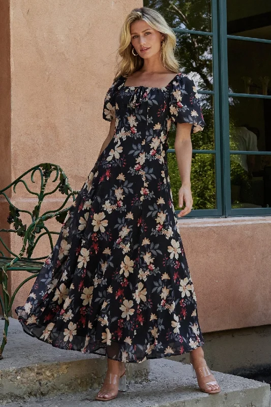 Raelynn Maxi Dress | Black Floral Chic Summer Floral Maxi Dress