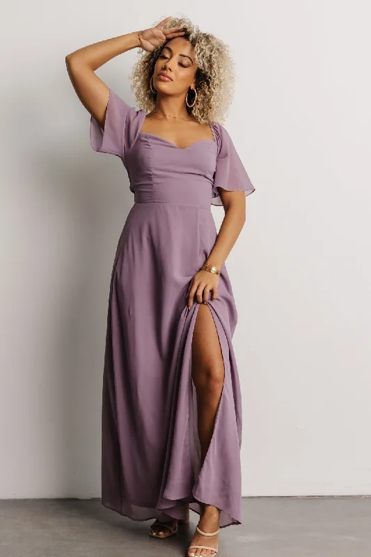 Sierra Sweetheart Maxi Dress | Lilac Comfortable Maxi Dress with Belt