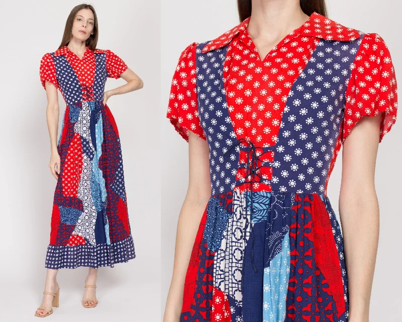 Sm-Med 60s Red & Blue Renaissance Corset Maxi Dress Classic Black Maxi Dress